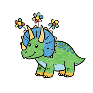 Triceratops with Flowers on its Three Horns